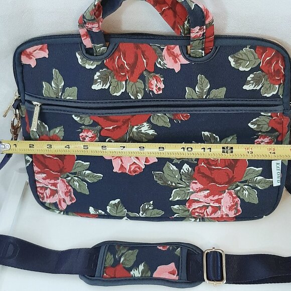 Kayond Crossbody Messenger Laptop Computer Bag Case Blue Pink Red Floral 13 inch - Picture 3 of 13